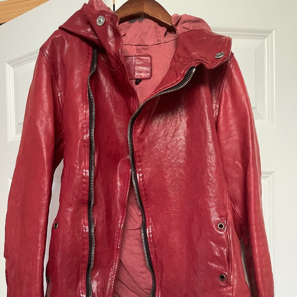 Red Isamu Katayama Backlash Leather Coat size S